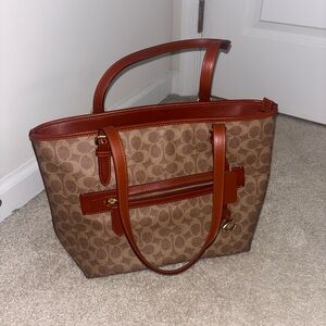 Coach Signature Brown and Tan Tote